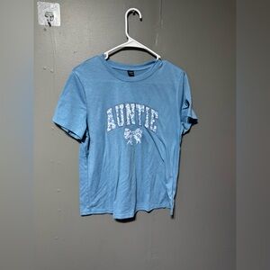 Blue woman’s Shirt with 'AUNTIE' Print